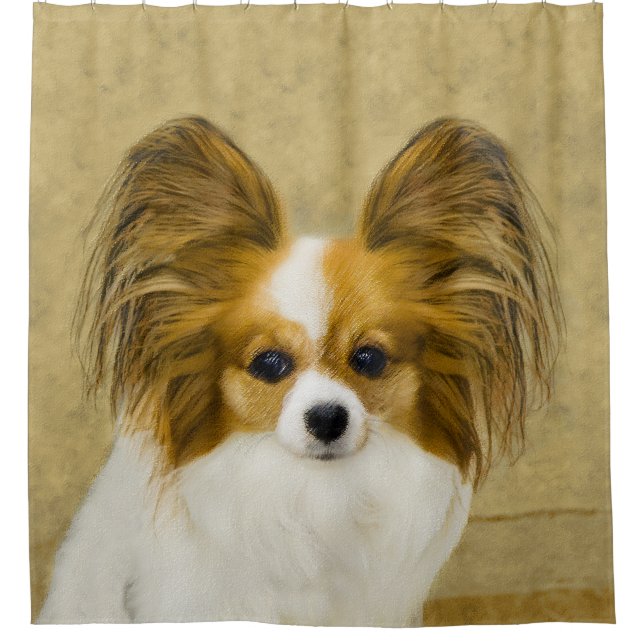 Papillon (Hound Tri) Malerei - Original Hundeschul Duschvorhang (Vorderseite)