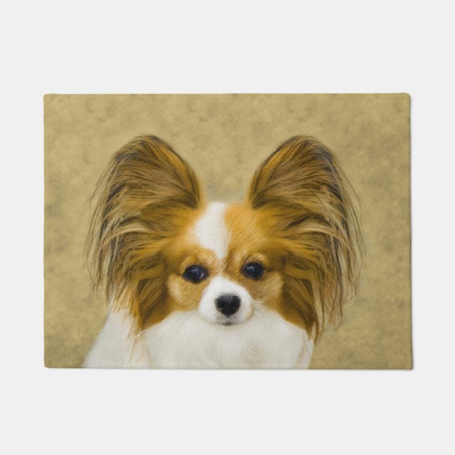 Papillon (Hound Tri) Malerei - Original Hundeschul Fußmatte (Vorderseite)