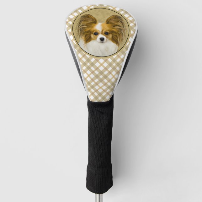 Papillon (Hound Tri) Malerei - Original Hundeschul Golf Headcover (Vorderseite)