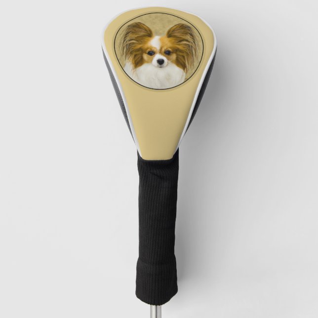 Papillon (Hound Tri) Malerei - Original Hundeschul Golf Headcover (Vorderseite)