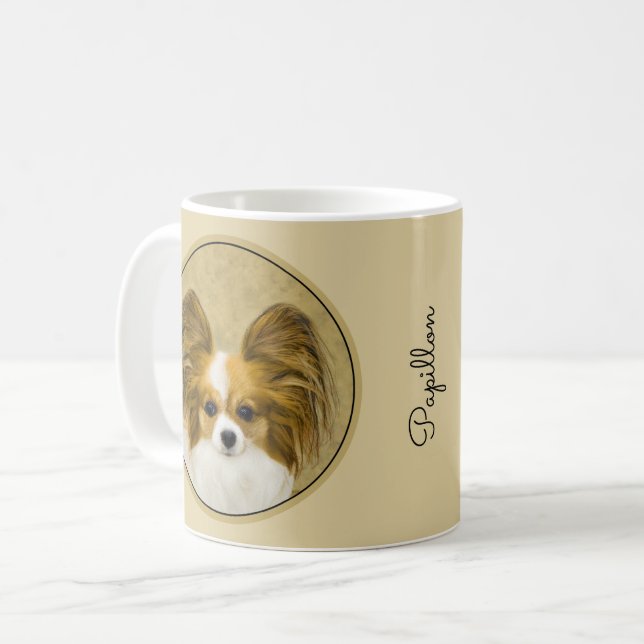 Papillon (Hound Tri) Malerei - Original Hundeschul Kaffeetasse (Vorderseite Links)