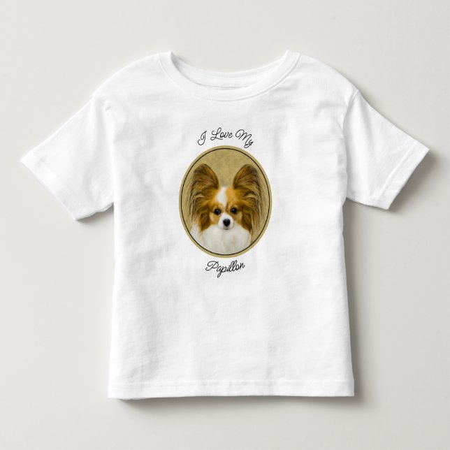 Papillon (Hound Tri) Malerei - Original Hundeschul Kleinkind T-shirt (Vorderseite)