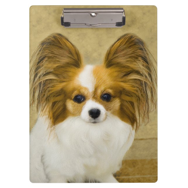 Papillon (Hound Tri) Malerei - Original Hundeschul Klemmbrett (Vorderseite)