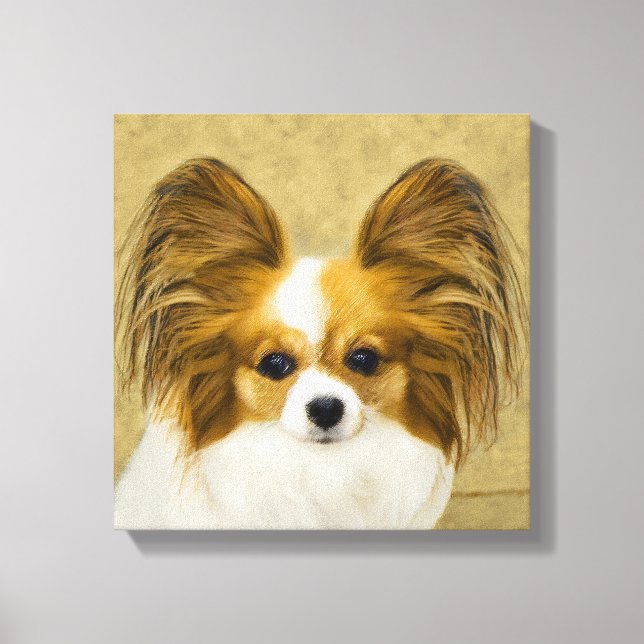 Papillon (Hound Tri) Malerei - Original Hundeschul Leinwanddruck (Vorderseite)