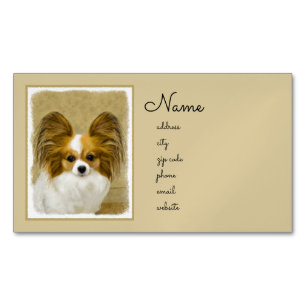 Papillon (Hound Tri) Malerei - Original Hundeschul Magnetische Visitenkarte