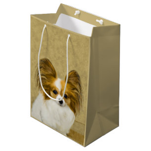 Papillon (Hound Tri) Malerei - Original Hundeschul Mittlere Geschenktüte