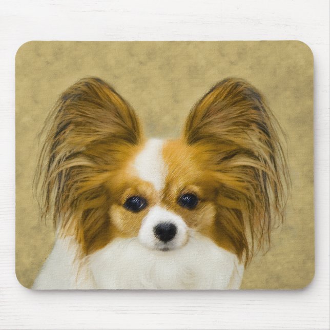 Papillon (Hound Tri) Malerei - Original Hundeschul Mousepad (Vorne)