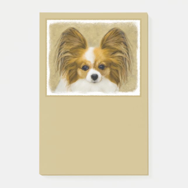 Papillon (Hound Tri) Malerei - Original Hundeschul Post-it Klebezettel (Vorderseite)