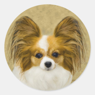 Papillon (Hound Tri) Malerei - Original Hundeschul Runder Aufkleber
