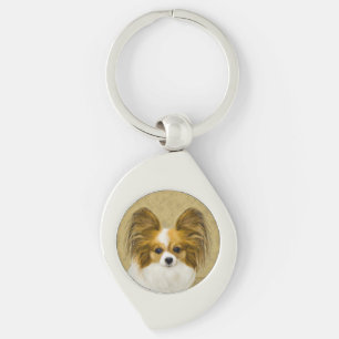 Papillon (Hound Tri) Malerei - Original Hundeschul Schlüsselanhänger
