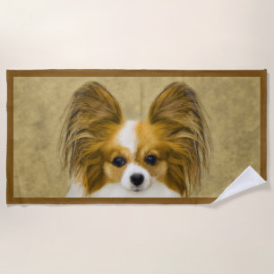 Papillon (Hound Tri) Malerei - Original Hundeschul Strandtuch