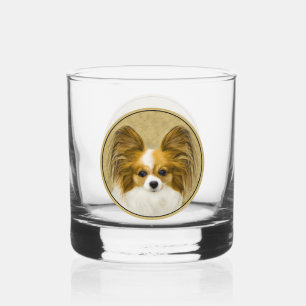 Papillon (Hound Tri) Malerei - Original Hundeschul Whiskyglas