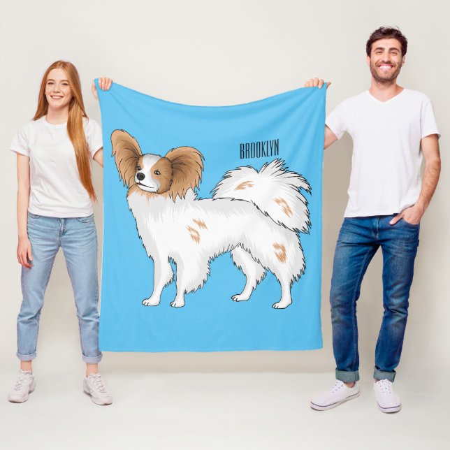 Papillon-Hund-Cartoon-Abbildung Fleecedecke (Beispiel)