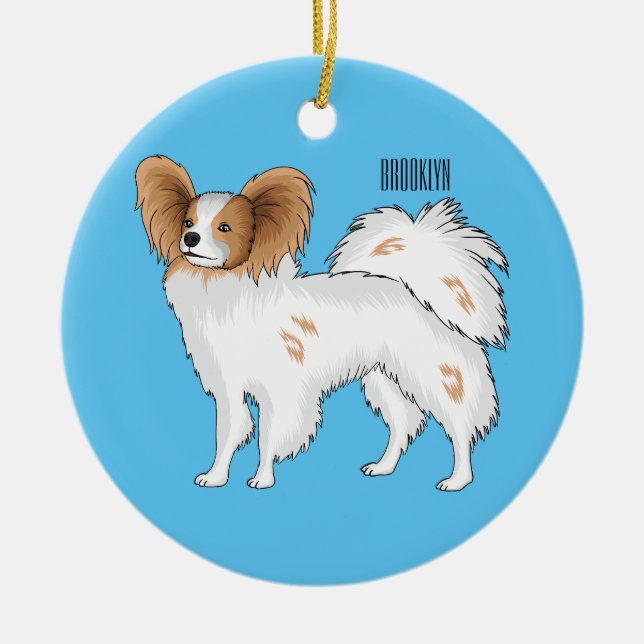 Papillon-Hund-Cartoon-Abbildung Keramik Ornament (Vorne)