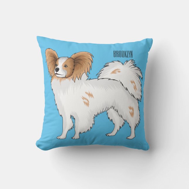 Papillon-Hund-Cartoon-Abbildung Kissen (Vorderseite)