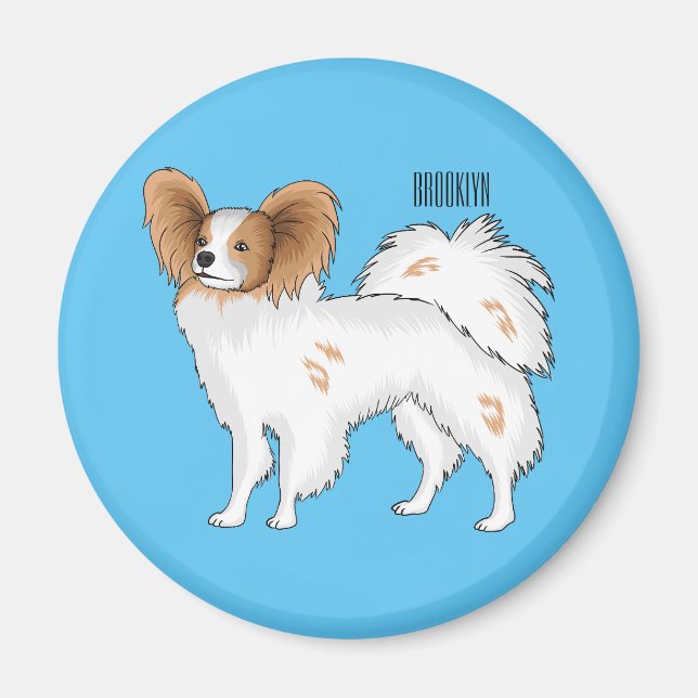 Papillon-Hund-Cartoon-Abbildung Magnet (Vorne)