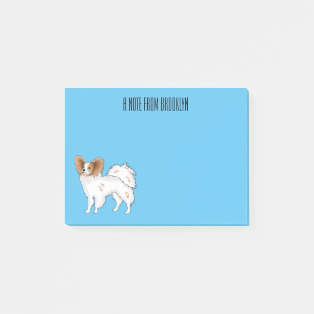 Papillon-Hund-Cartoon-Abbildung Post-it Klebezettel (Vorderseite)