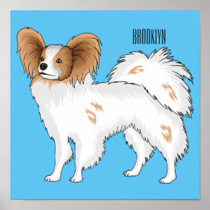 Papillon-Hund-Cartoon-Abbildung Poster