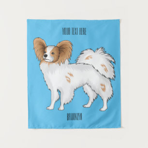 Papillon-Hund-Cartoon-Abbildung Wandteppich
