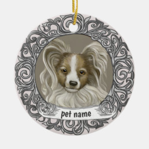 Papillon-Hund Erinnerungs-Ornament Keramik Ornament