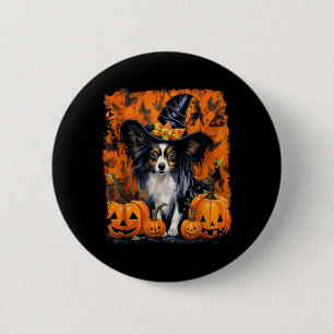 Papillon Hund Halloween Button