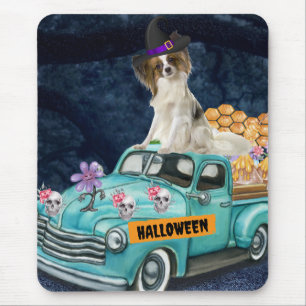 Papillon-Hund Halloween-LKW Gruselige Nacht Mousepad