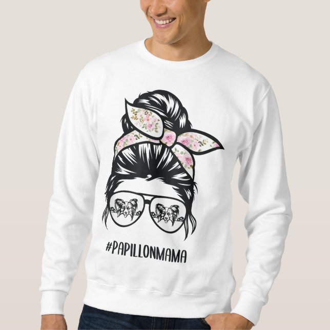 Papillon-Hund Mama chaotischen Buschgläser Papillo Sweatshirt (Vorderseite)