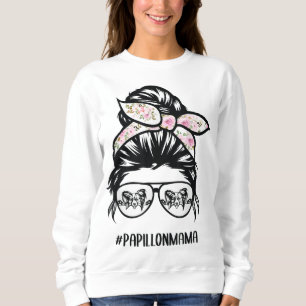 Papillon-Hund Mama chaotischen Buschgläser Papillo Sweatshirt
