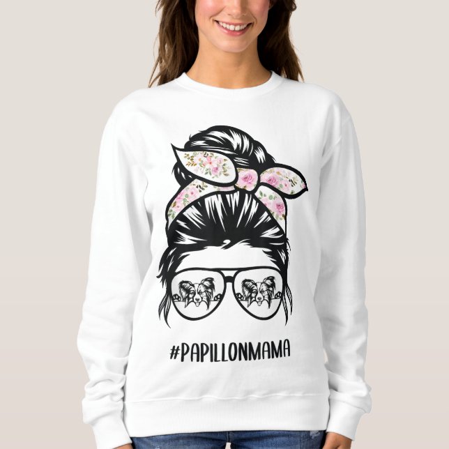 Papillon-Hund Mama chaotischen Buschgläser Papillo Sweatshirt (Vorderseite)