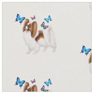 Papillon Hund mit Butterfett Baumwollgewebe Stoff