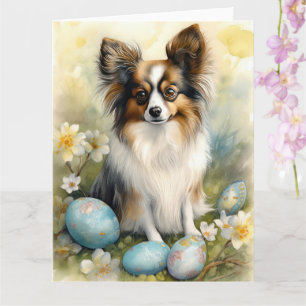 Papillon-Hund mit Ostereiern Feiertag Karte