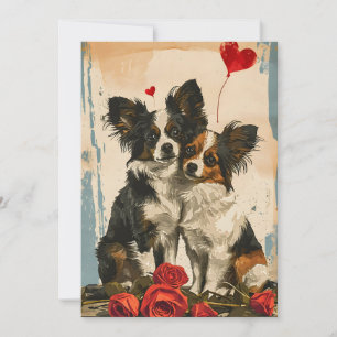 Papillon-Hund Valentinstag  Feiertagskarte