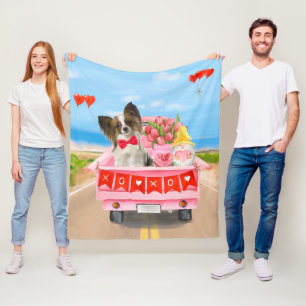 Papillon-Hund Valentinstag LKW Fleecedecke