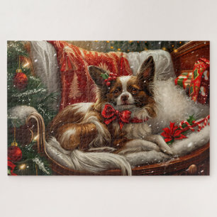 Papillon-Hund Weihnachtsfestlich