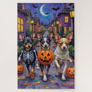Papillon-Hunde beim Trick-or-Treat-ing an Hallowee