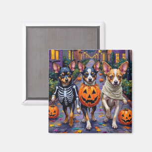 Papillon-Hunde beim Trick-or-Treaten an Halloween Magnet