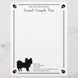 Papillon-Hunde-Silhouette mit Pasten und benutzerd Briefbogen