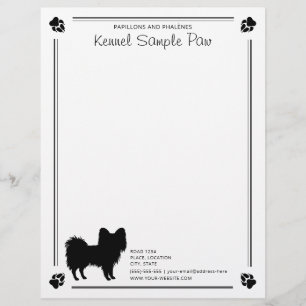 Papillon-Hunde-Silhouette mit Pasten und benutzerd Briefbogen