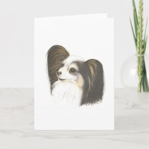 Papillon Hundebleistift, der Gruß-Karte zeichnet Karte