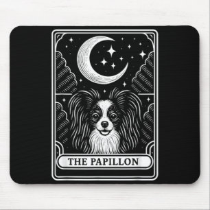 Papillon-Hundemutter-Tarotkarte Vintage-Halbmond Mousepad