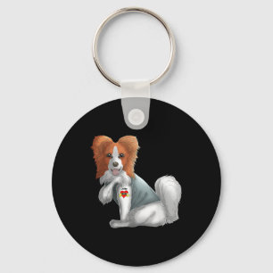 Papillon I Liebe Mama Tattoo Hundeshirt Mothers Schlüsselanhänger