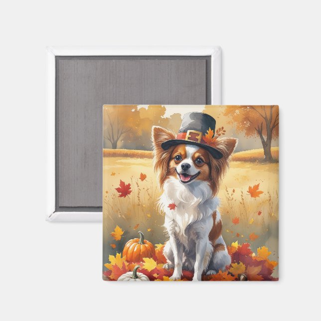 Papillon im Herbst hinterlässt Erntedank Kunst Magnet (Vorderseite/Rückseite)