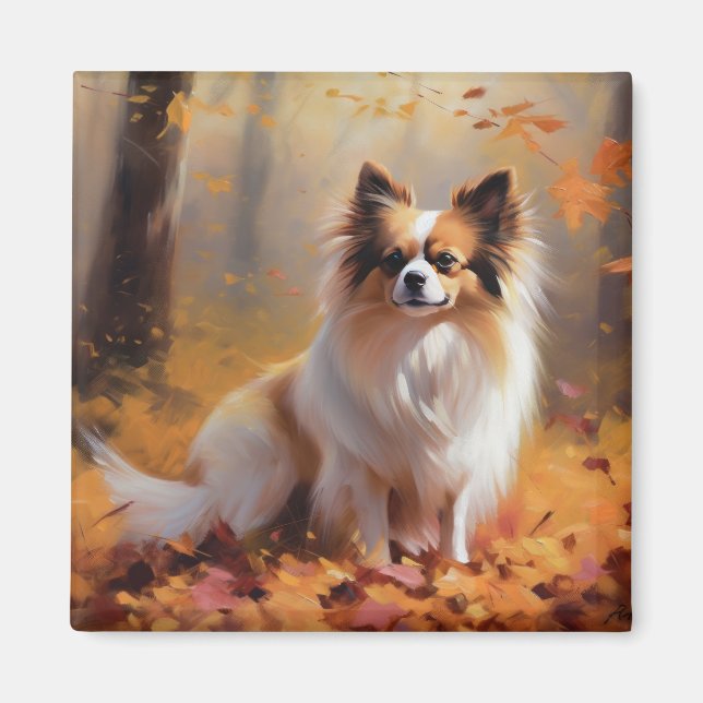 Papillon im Herbst Leaves Fall Inspiriert Magnet (Vorne)