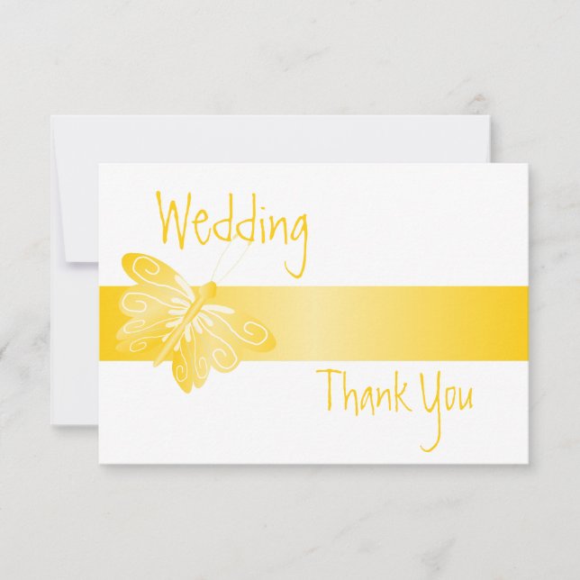 Papillon jaune Carte de remerciements mariage (Devant)