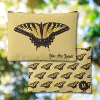 Papillon jaune vintage et sac accessoire initial
