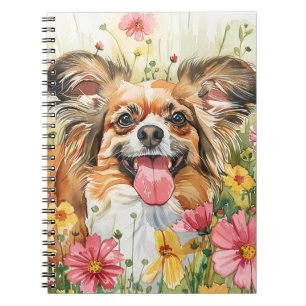 Papillon Journal – Wasserfarben-Hund-Cover Notizblock