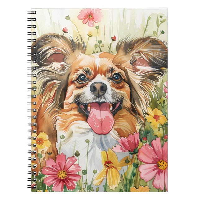 Papillon Journal – Watercolor Dog Cover Notizblock (Vorderseite)