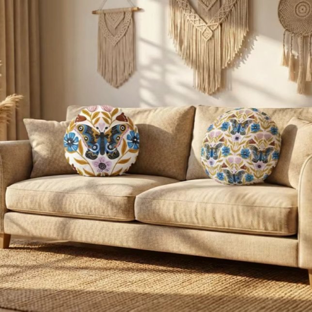 Papillon Kaleidoscope Rundes Kissen (Von Creator hochgeladen)