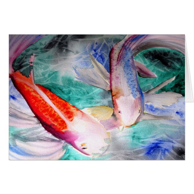 Papillon Koi aquarelle japonais Poisson Art (Devant horizontal)