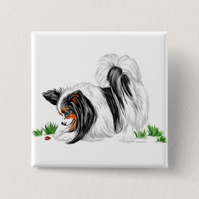 Papillon Lady Bug Dreams Button (Vorderseite)